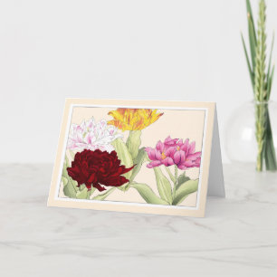 Farbenfrohe Papageien-Tulpen, Botanische Kunstkart Dankeskarte