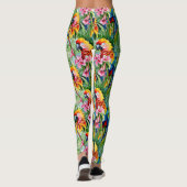 Farbenfrohe Papageien und tropische Blume Leggings (Rückseite)