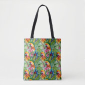 Farbenfrohe Papageien und tropische Blume Tasche (Vorderseite)