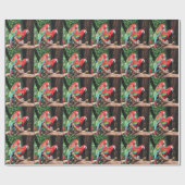 Farbenfrohe Papageien Weihnachten Geschenkpapier (Flach)
