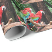 Farbenfrohe Papageien Weihnachten Geschenkpapier (Rolleneckpunkt)