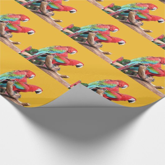 Farbenfrohe Papageien Weihnachten Geschenkpapier (Ecke)