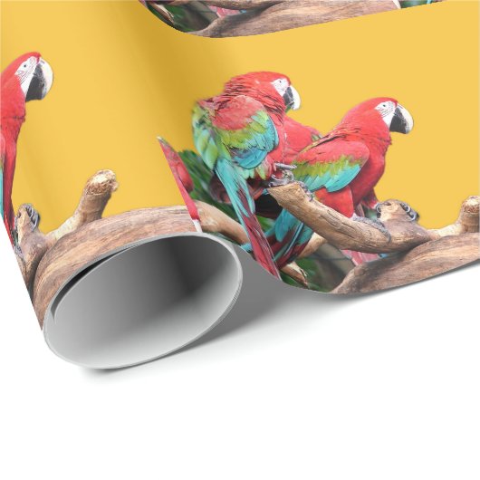 Farbenfrohe Papageien Weihnachten Geschenkpapier (Rolleneckpunkt)