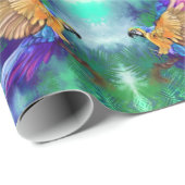 Farbenfrohe Papageienschmuck Geschenkpapier (Rolleneckpunkt)