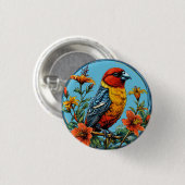 Farbenfrohe Papageienvogel Button (Vorne & Hinten)