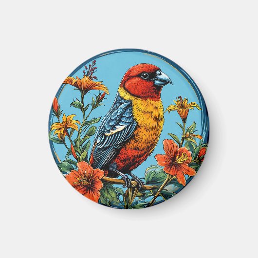 Farbenfrohe Papageienvogel Magnet (Vorne)