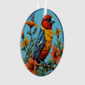 Farbenfrohe Papageienvogel Ornament (Vorderseite)