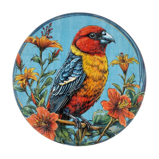 Farbenfrohe Papageienvogel Schneidebrett (Vorderseite)