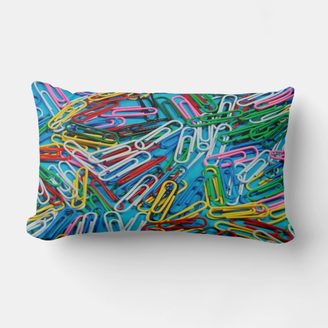 Farbenfrohe Paperclips-Muster werfen Kissen (Vorderseite)