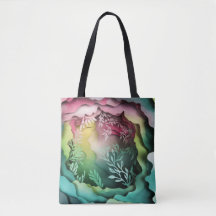 Farbenfrohe Papercut Shopping Errand Tote Tasche