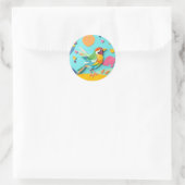Farbenfrohe Papier Collage Bird Runder Aufkleber (Tasche)