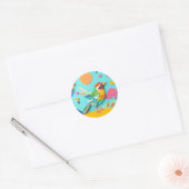Farbenfrohe Papier Collage Bird Runder Aufkleber (Umschlag)