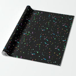 Farbenfrohe Papier Confetti auf schwarz | Schleifp Geschenkpapier