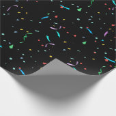 Farbenfrohe Papier Confetti auf schwarz | Schleifp Geschenkpapier (Ecke)