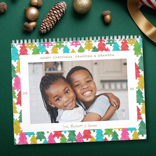 Farbenfrohe Papierbäume Weihnachtsfest Foto Kalender