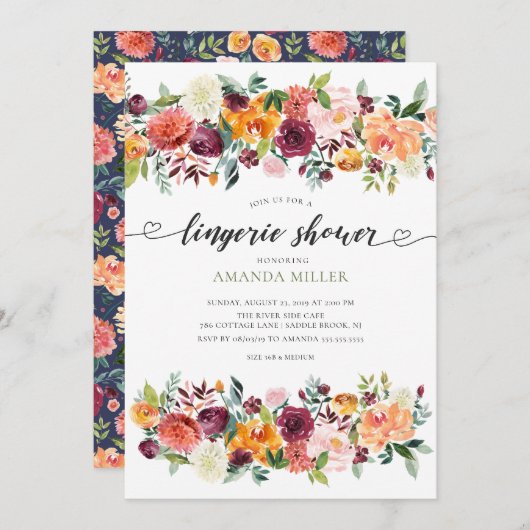 Farbenfrohe Paprika Bridal Lingerie Dusche Einladung (Vorne/Hinten)