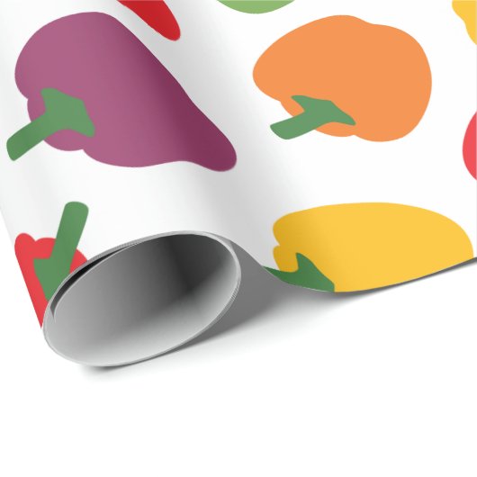Farbenfrohe Paprikaschoten Geschenkpapier (Rolleneckpunkt)