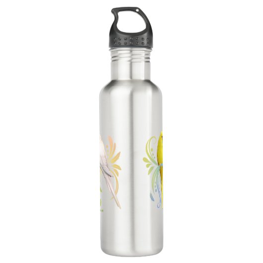 Farbenfrohe Parakets Edelstahlflasche (Rückseite)