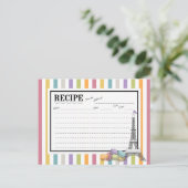 Farbenfrohe Paris Macarons Eiffelturm Rezeptkarte Postkarte (Stehend Vorderseite)