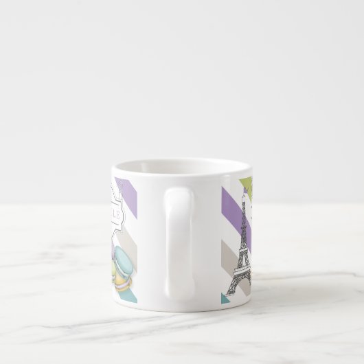 Farbenfrohe Pariser Macarons Eiffelturm Monogram Espressotasse (Rückseite)