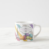Farbenfrohe Pariser Macarons Eiffelturm Monogram Espressotasse (Rechts)