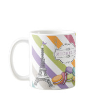 Farbenfrohe Pariser Macarons Eiffelturm Monogram