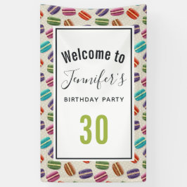 Farbenfrohe Pariser Macarons Muster Geburtstag Banner