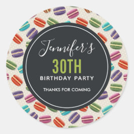 Farbenfrohe Pariser Macarons Muster Geburtstag Dan Runder Aufkleber