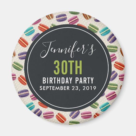 Farbenfrohe Pariser Macarons Muster Geburtstag Magnet (Vorne)