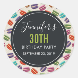 Farbenfrohe Pariser Macarons Muster Geburtstag Runder Aufkleber