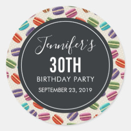 Farbenfrohe Pariser Macarons Muster Geburtstag Runder Aufkleber