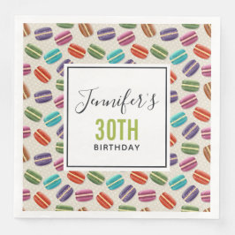 Farbenfrohe Pariser Macarons Muster Geburtstag Serviette
