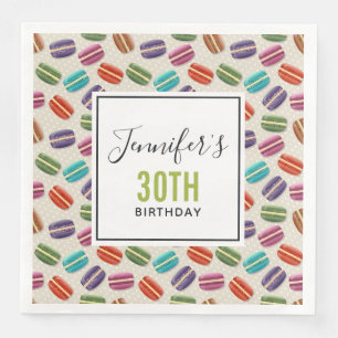 Farbenfrohe Pariser Macarons Muster Geburtstag Serviette