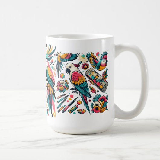 Farbenfrohe Parks Tropische Kunst Kaffeetasse (Rechts)