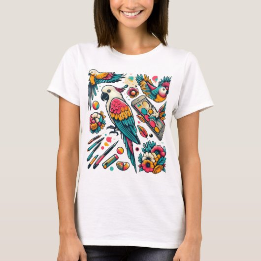 Farbenfrohe Parks Tropische Kunst T-Shirt (Vorderseite)
