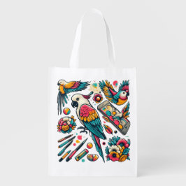 Farbenfrohe Parks Tropische Kunst Wiederverwendbare Einkaufstasche