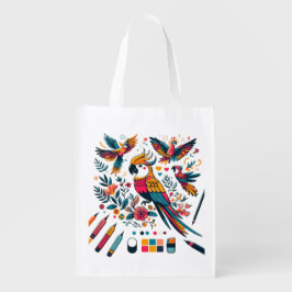 Farbenfrohe Parks Tropische Kunst Wiederverwendbare Einkaufstasche