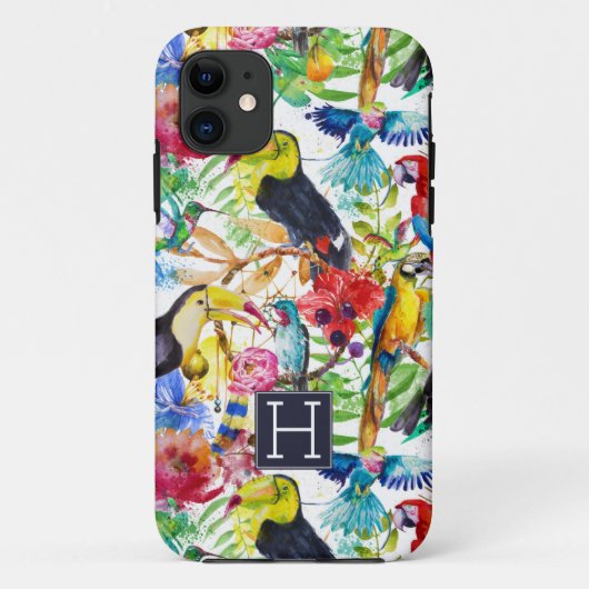 Farbenfrohe Parrosen | Anfänglich hinzufügen Case-Mate iPhone Hülle (Rückseite)