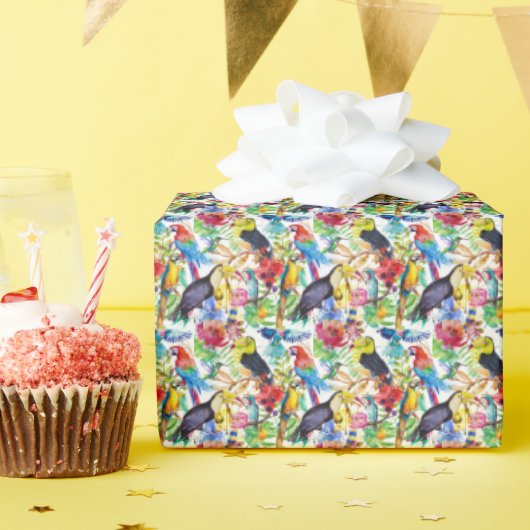 Farbenfrohe Parrosen Geschenkpapier (Geburtstagsparty)