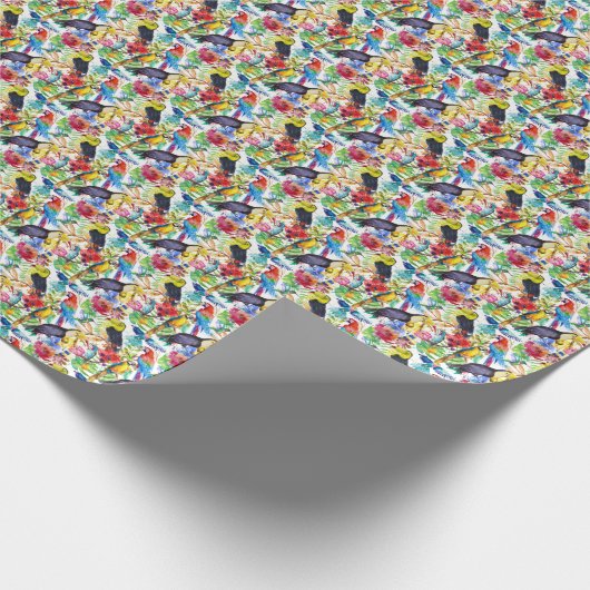 Farbenfrohe Parrosen Geschenkpapier (Ecke)