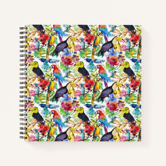 Farbenfrohe Parrosen Notizbuch (Vorderseite)
