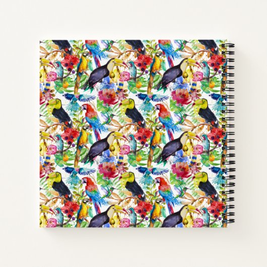 Farbenfrohe Parrosen Notizbuch (Rückseite)