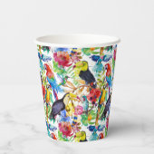 Farbenfrohe Parrosen Pappbecher (Rückseite)