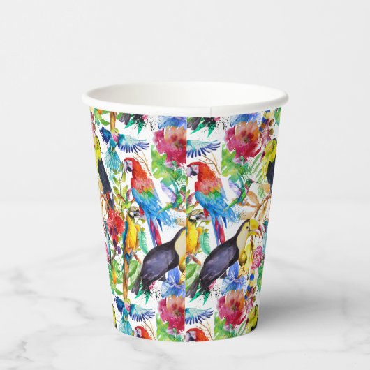 Farbenfrohe Parrosen Pappbecher (Rechts)