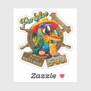 Farbenfrohe Parrot Chill Drink Paradies Happy Hour Aufkleber