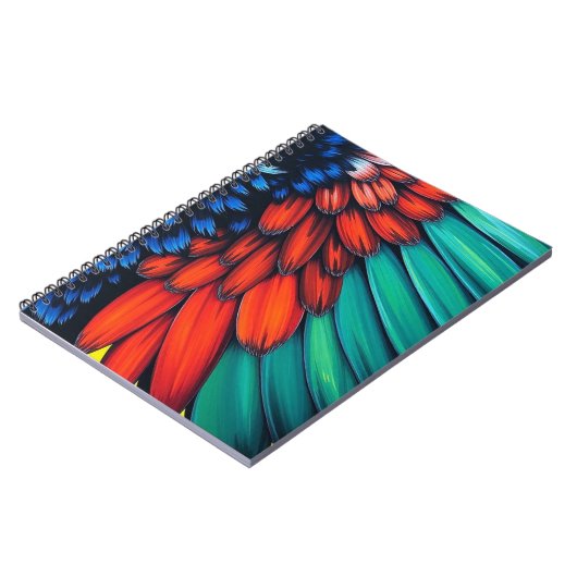 Farbenfrohe Parrot Feathers Notizblock (Linke Seite)
