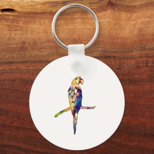 Farbenfrohe Parrot Keyring Schlüsselanhänger (Rückseite)