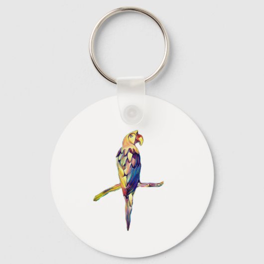 Farbenfrohe Parrot Keyring Schlüsselanhänger (Rückseite)
