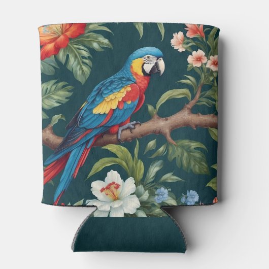 Farbenfrohe Parrot Tropical Dschungel Blätter Dosenkühler (Rückseite)