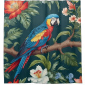 Farbenfrohe Parrot Tropical Dschungel Blätter Duschvorhang (Vorderseite)